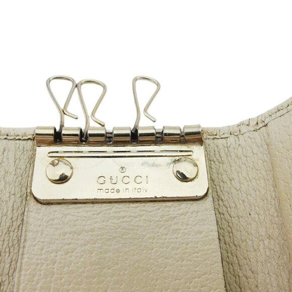 GUCCI Key Case GG Canvas Beige Canvas x Leather Authentic USED - Picture 9 of 13
